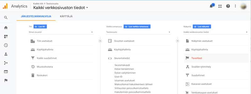 Google Analytics -tavoiteseuranta