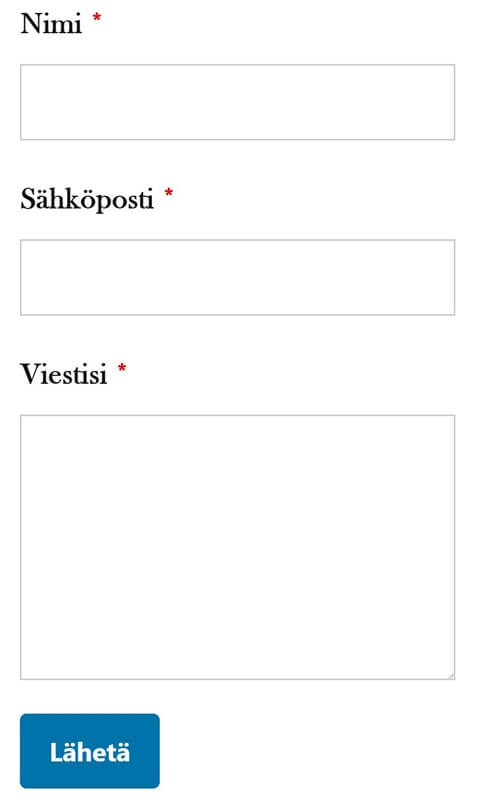 ninja forms peruslomake