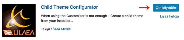 Ota child theme configurator käyttöön