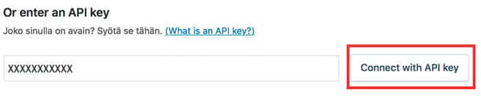 akismet connect with api key