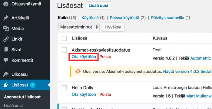 Akismet roskaviestisuodatus