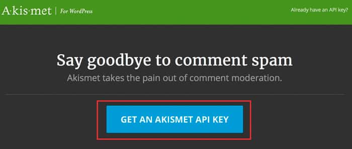 get an akismet api key