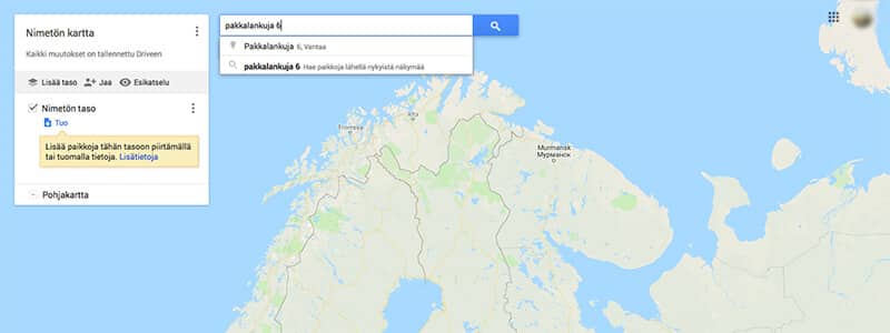 My Maps -kartta ohjeet