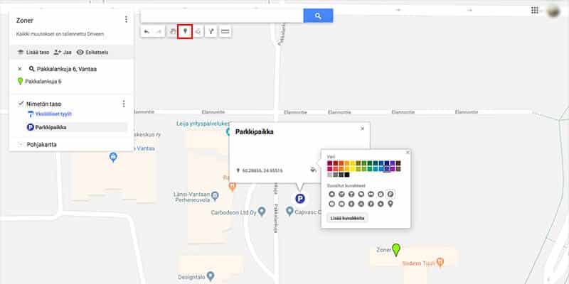 Lisää merkintä My Maps -karttaan