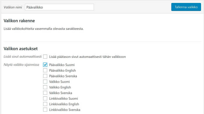 kielivalinta valikossa