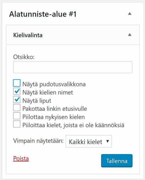 kielivalinta vimpaimen avulla