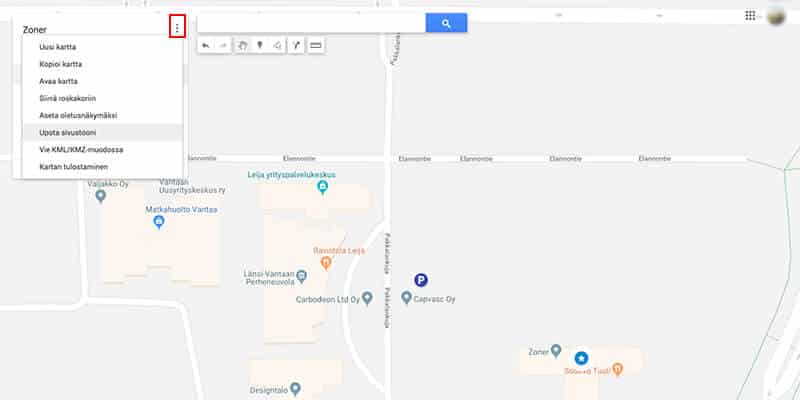 Upotuskoodi My Maps -kartalle