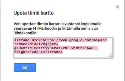 My Maps -upotuskoodi