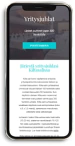 Landing page mobiilissa