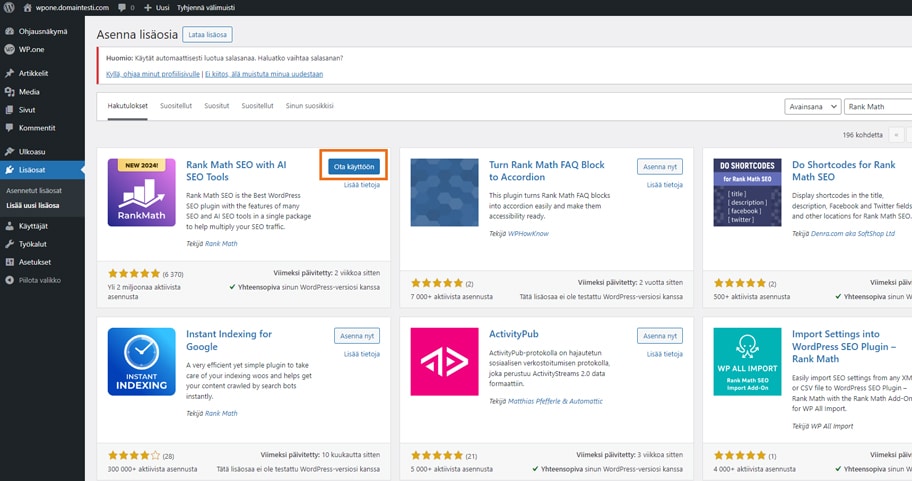 Rank Math tulee ottaa vielä käyttöön.