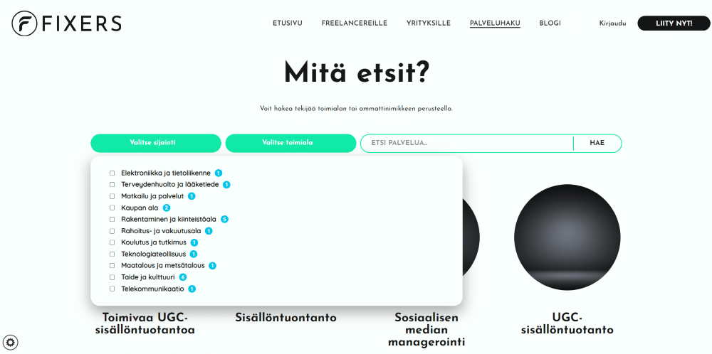 Fixes-alustan palveluhaku